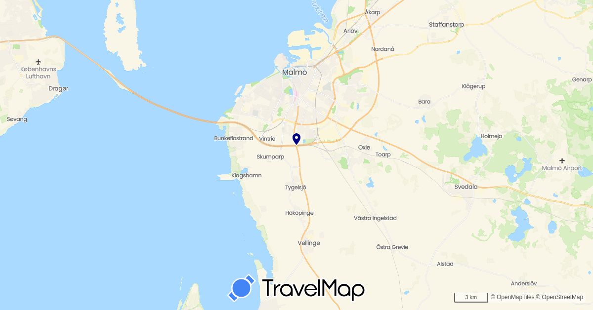 TravelMap itinerary: driving in Sweden (Europe)